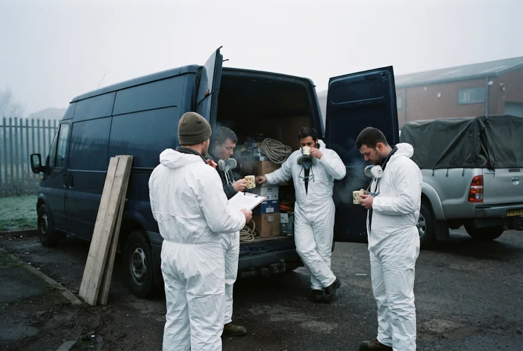 Team briefing before work